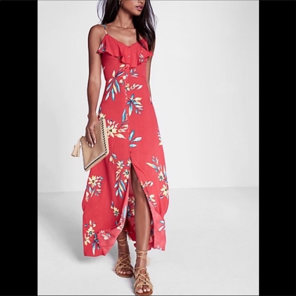 Express Dresses & Skirts - Floral Button Up Maxi Dress